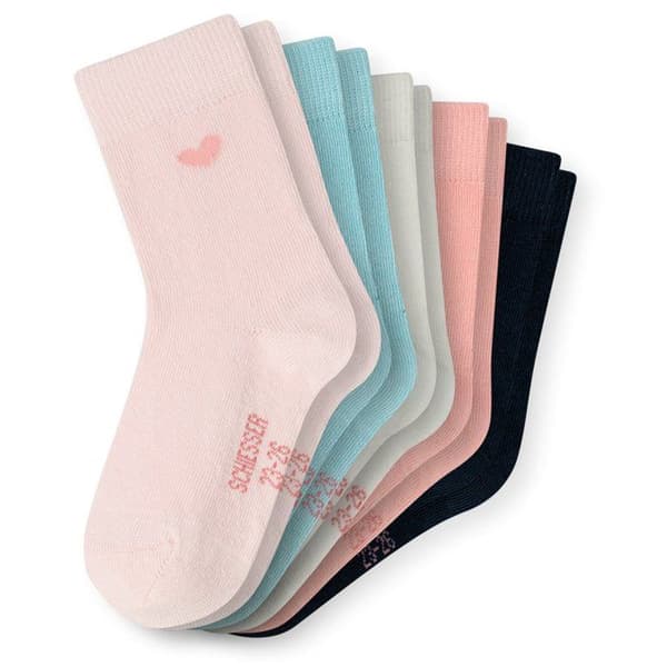 SCHIESSER Flickstrumpor Pack om 5 – Multipack med rosa mönster, mjuk bomull
