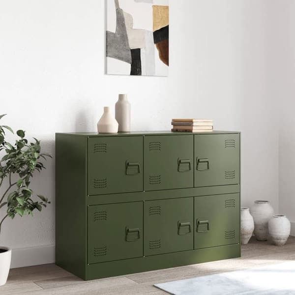 vidaXL Buffé grön oliv 99x39x73 cm stål 841797