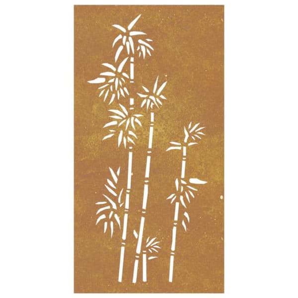 vidaXL Trädgård Väggdekoration 105x55 cm Corten Stål Bambu Design 824484