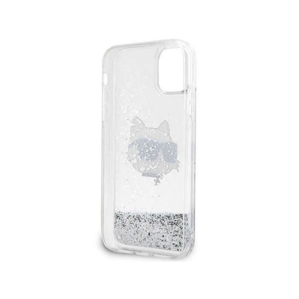 Mobilskal - Karl Lagerfeld - Choupette Head - Silver - Liquid Glitter - iPhone 11