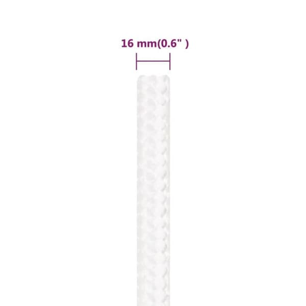 152575 vidaXL Båtrep Komplett Vit 16 mm 250 m Polypropen