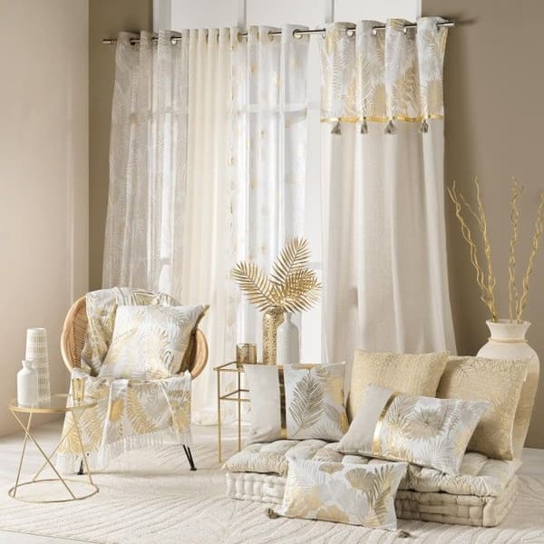 Fransad filt 125 x 150 cm bomull/polyester metallic tryck Melisse