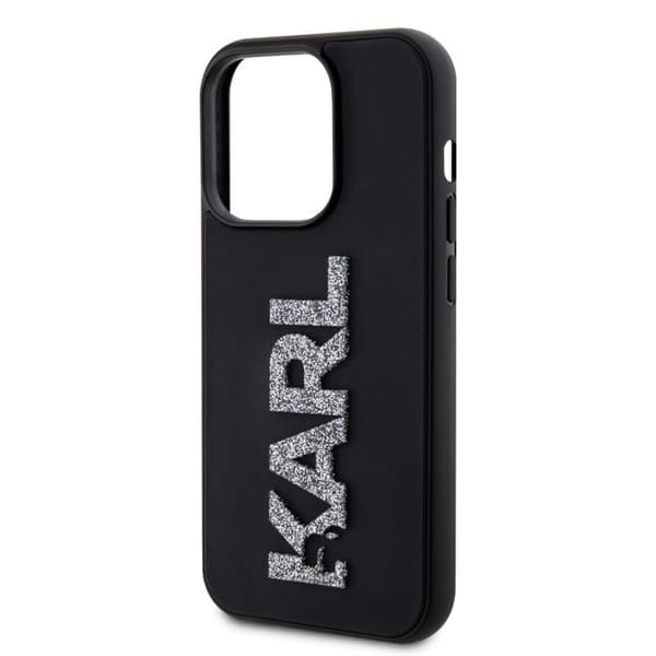 Telefonfodral - KARL LAGERFELD - iPhone 15 Pro Max - 3D Gummi - Glittra - Svart