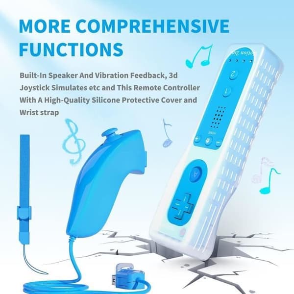 Spelkontroll - TechKen - 2-delad Wii-kontroll - Bluetooth - Vibration - Nunchuk ingår
