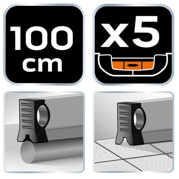 Vattenpass - NEO TOOLS - 100 cm - 5 flaskor - Vinkelmätning - Aluminium