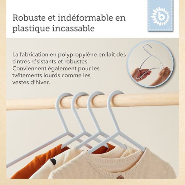 Cintres Barn - BIECO - Blå Is - 8-pack - Högkvalitativ plast - Längd 30 cm