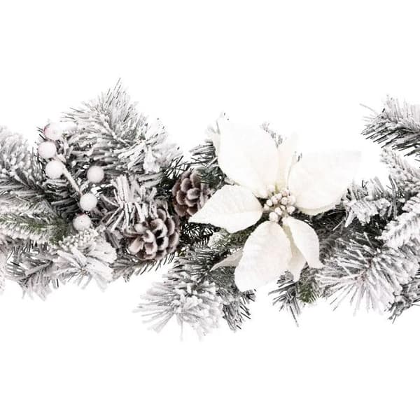 Julgirlang "Floqué" 200cm Vit & Grön