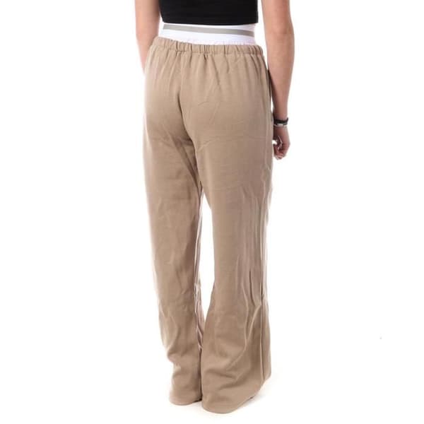 Beige Flödande Byxor Kvinna Monday Premium Bred