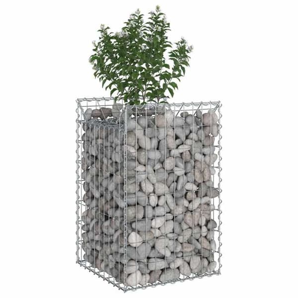 vidaXL Hög säng gabion Silver 42033302