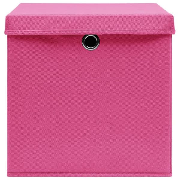 vidaXL Förvaringsboxar med lock 4 st 28x28x28 cm Rosa