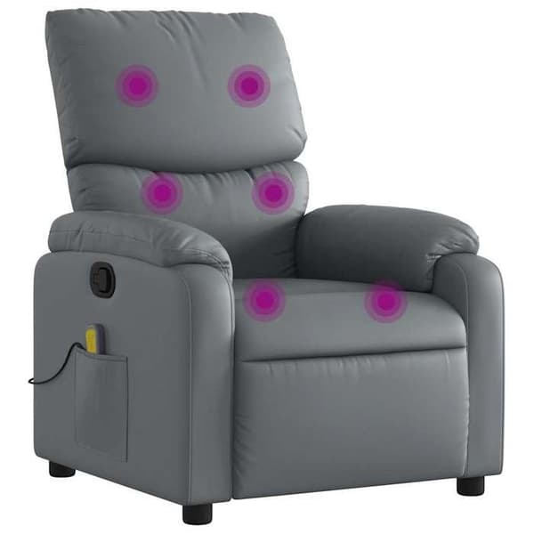 vidaXL Liggande massagestol Grå konstläder 373444