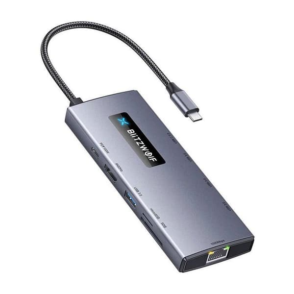 USB HUB-adapter - BLITZWOLF - BW-NEW TH8 - 10 portar - Färg Grå - USB-anslutning
