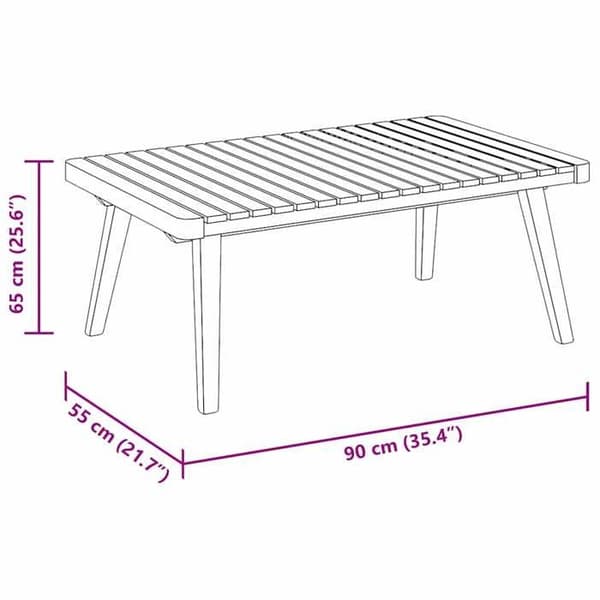 vidaXL Trädgårdssoffbord 90x55x35 cm Solid akaciaträ 46675