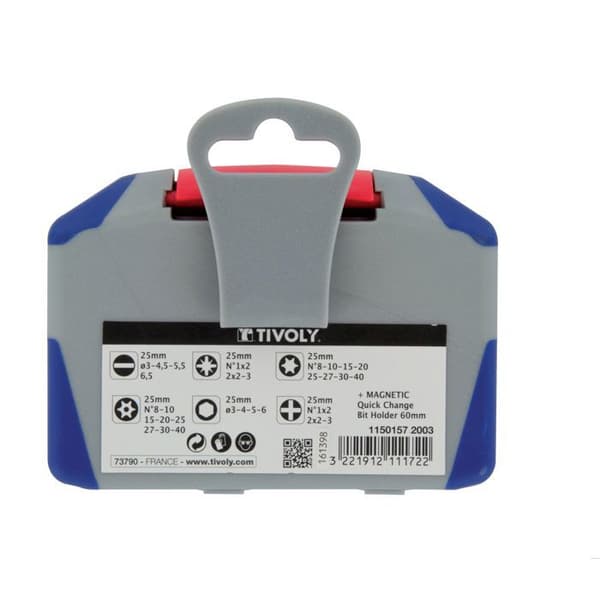 Skruvbitslåda - TIVOLY - 35 st - Snabbförändring magnetisk - Stötsäker - Torx