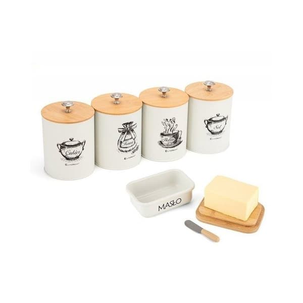 Köksredskap - Elitehoff - Set med 4 behållare och smörask - Samtida - Design - 5 stycken