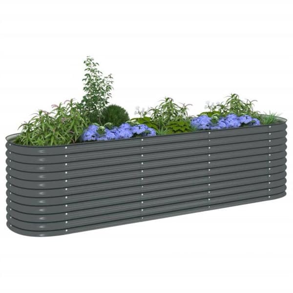 Jardinière - vidaXL - 320x80x81 cm - Galvaniserat stål - Grå - Rektangulär