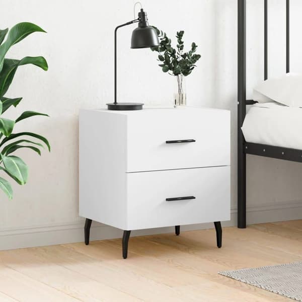 vidaXL Vit nattsch sc 40x35x47,5 cm ingenjörsträ 827340