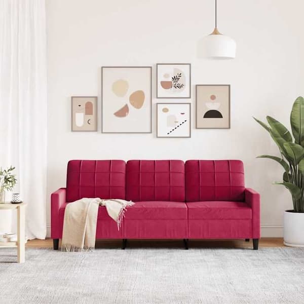 vidaXL 3-sitssoffa Bordeaux 180 cm Sammet 4007638