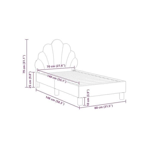 Moderna barnsängram - vidaXL - Polisbla - Sammet - 80x200 cm - Förvaringsfickor - Lattsängram
