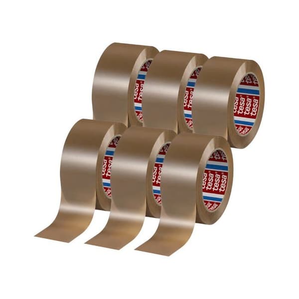 Förpackningstejp - Tesa - 6-pack - Stark vidhäftning - Olöslig - Brun