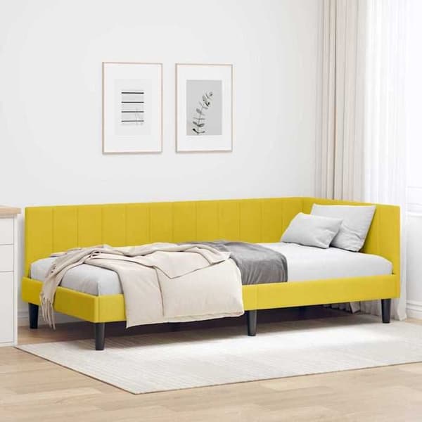vidaXL Vinkel sängram Gul 100 cm x 200 cm Sammet 42016364