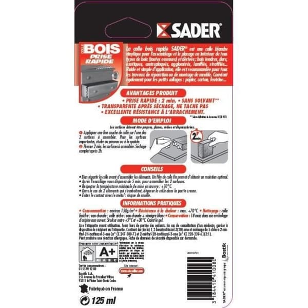 SADER Snabbt trälim - 125 ml