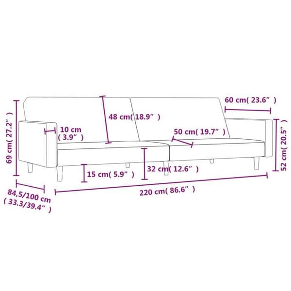 vidaXL 2-sits bäddsoffa svart tyg 375729