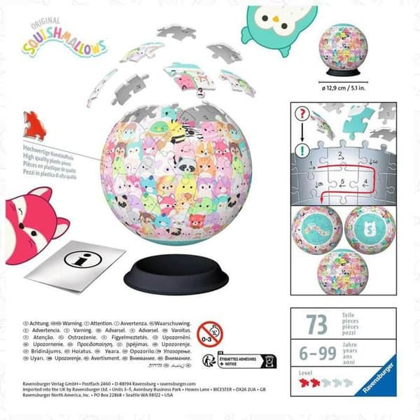 Puzzle 3D Boll 72 bitar: Squishmallows