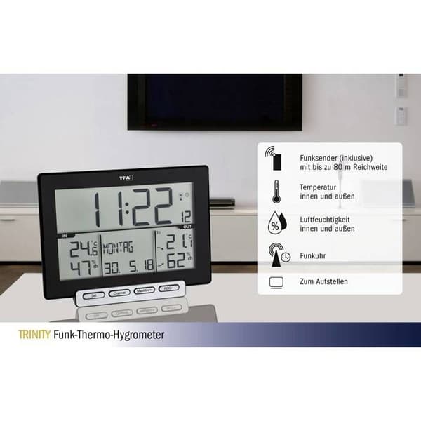TFA Dostmann Trinity Termometer Hygrometer Radio Kat. nr 30.3058