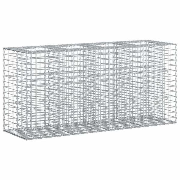 vidaXL Hög säng gabion Silver 42033329