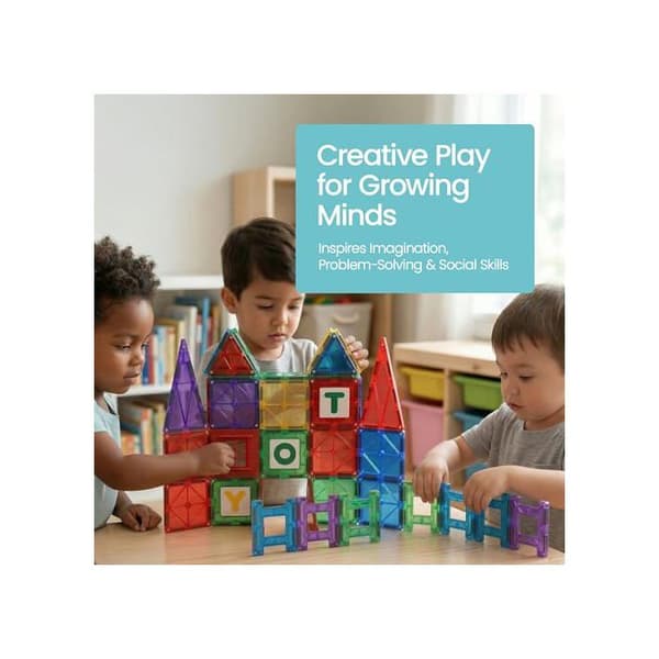 Magnetisk konstruktionsspel - Playmags - 100 delar kit med bil