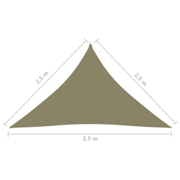 vidaXL Parasol Sail Oxford Tyg Triangulär 2,5x2,5x3,5 m Beige