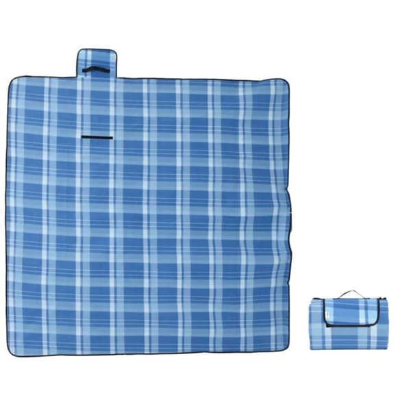 Fällbar picknicktäcke rutigt blå 200x200 cm