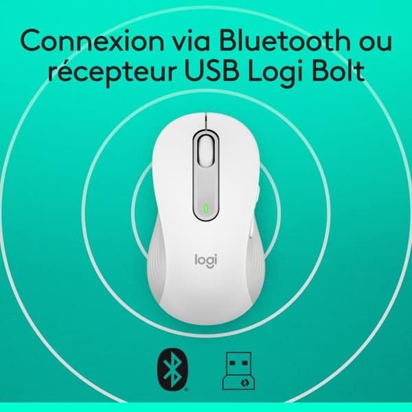 Mus - Trådlös - Logitech - M650 L - Vänsterhänt - Vit