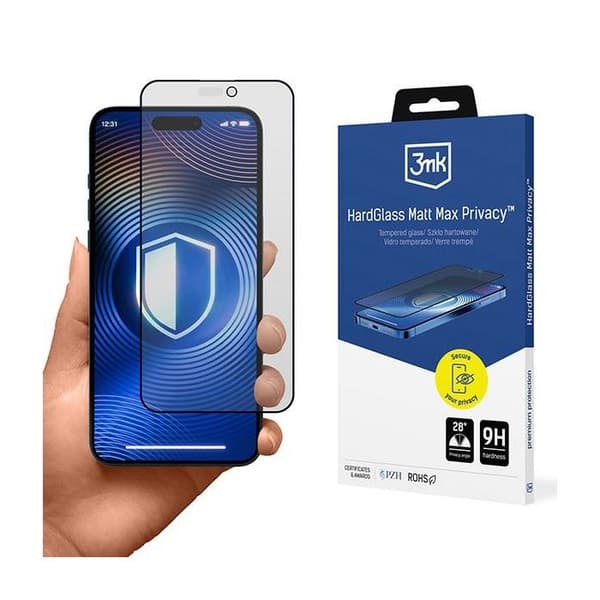 Härdat glas för iPhone 15 Pro Max 3MK HardGlass Matt Max Privacy