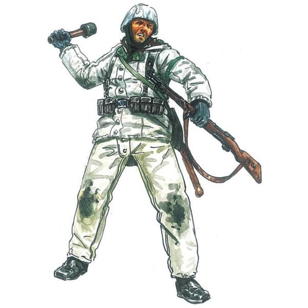 Tyska infanterimodellfigurer i vinteruniform, WW2.