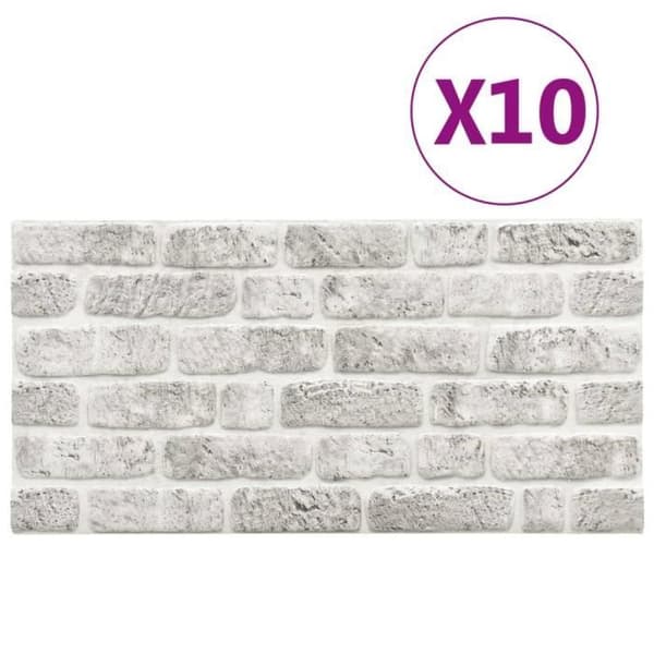 vidaXL 3D-väggpaneler Ljust grå tegeldesign 10 st EPS 332924