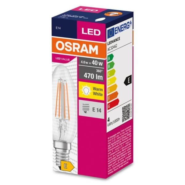 LED-lampa - OSRAM - Klassisk - E14 - 4W - 470Lm - 2700K - A+ - Inomhus