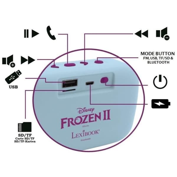 Frozen II Bärbar Bluetooth®-högtalare - LEXIBOOK - Bluetooth 5.0 - Kompakt - Blå