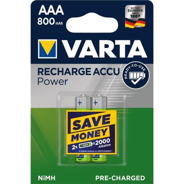 NiMH Power Micro (AAA) uppladdningsbart batteri med 800mAh - 2 st
