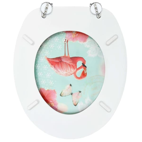 vidaXL Toalettsits med MDF-lock Flamingo Design