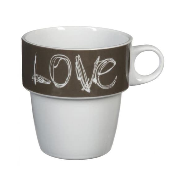Mugg - Kärlek - Set om 6 - Metallstöd - Stapelbar - Modern design