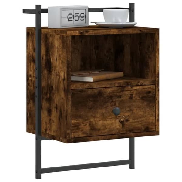 vidaXL Vägg Sängbord 2 st Rökt Ek 40x30x61 cm 833438
