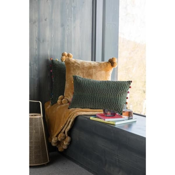 Kudde Tender pompons ockra 45 x 45 cm Vivaraise