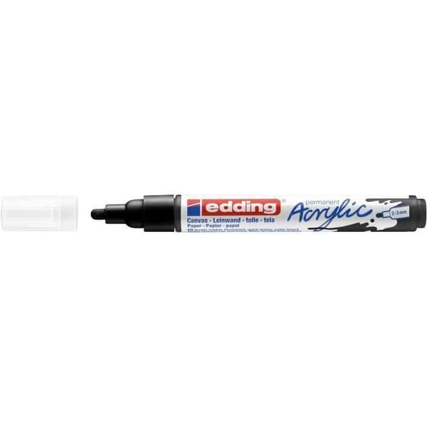 Akrylmärkpenna - Edding - 5100 - Medium spets - Svart - Snabbtorkande