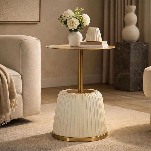 Sidobord Design "Egle" 55cm Vit & Guld
