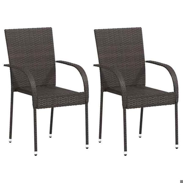 vidaXL Stapelbara utomhusstolar set om 2 Flätad plast Brun 44237