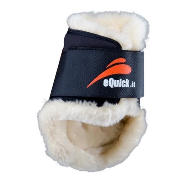 Equick eShock fluffiga kardborreskor för hästfetlock - svarta - S