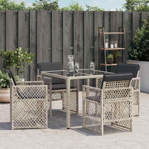 vidaXL Utemöbler med kuddar 4-pack ljusgrå polyrotting 364954