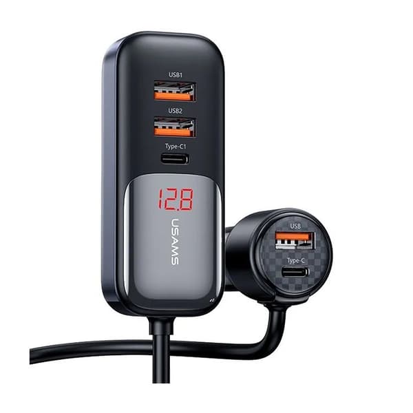 Bil-laddare - USAMS - C40 - 3xUSB - 2xUSB-C - 165W - Snabbladdning